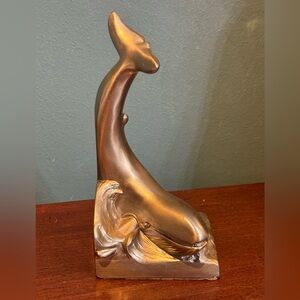 Vintage PM Craftsman Brass Nautical Whale Bookend Made in USA